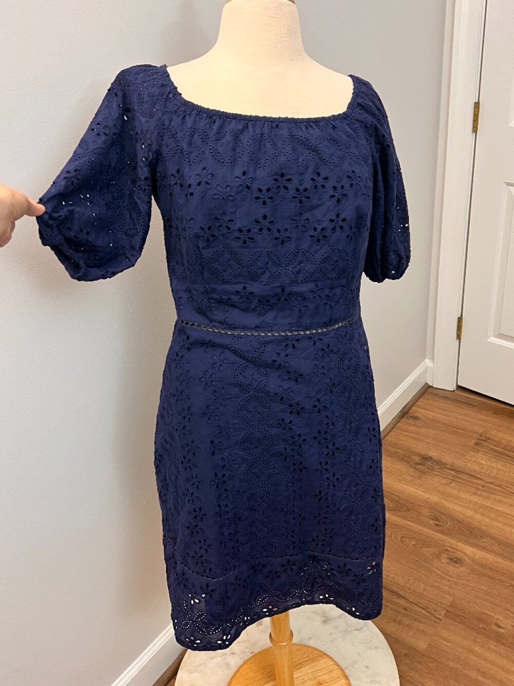 Vineyard Vines Eyelet Navy Puff Sleeve Summer Dress Sz 12